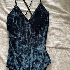 Blue velvet body suit